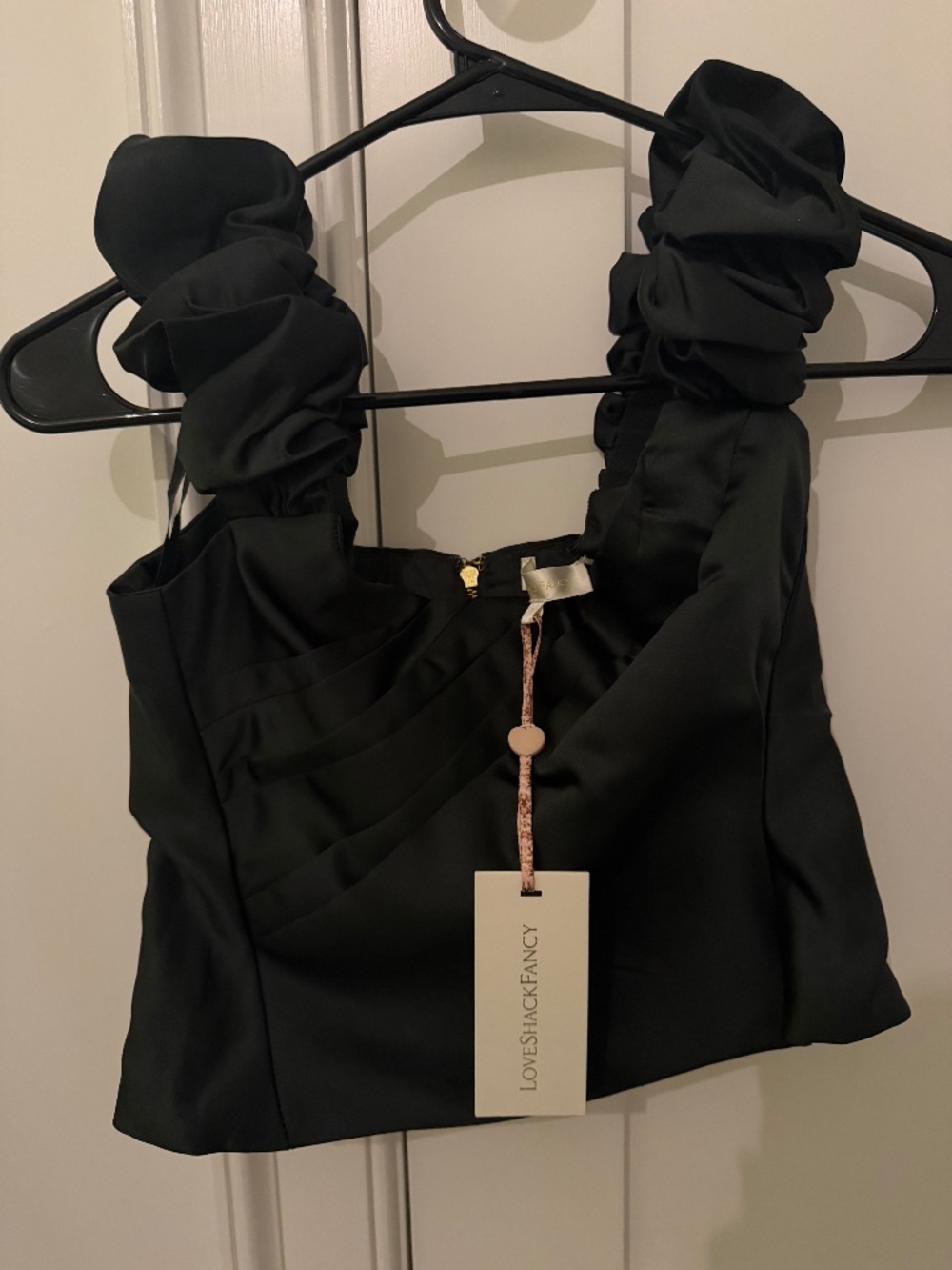 LoveShackFancy Black Tight Top Silk